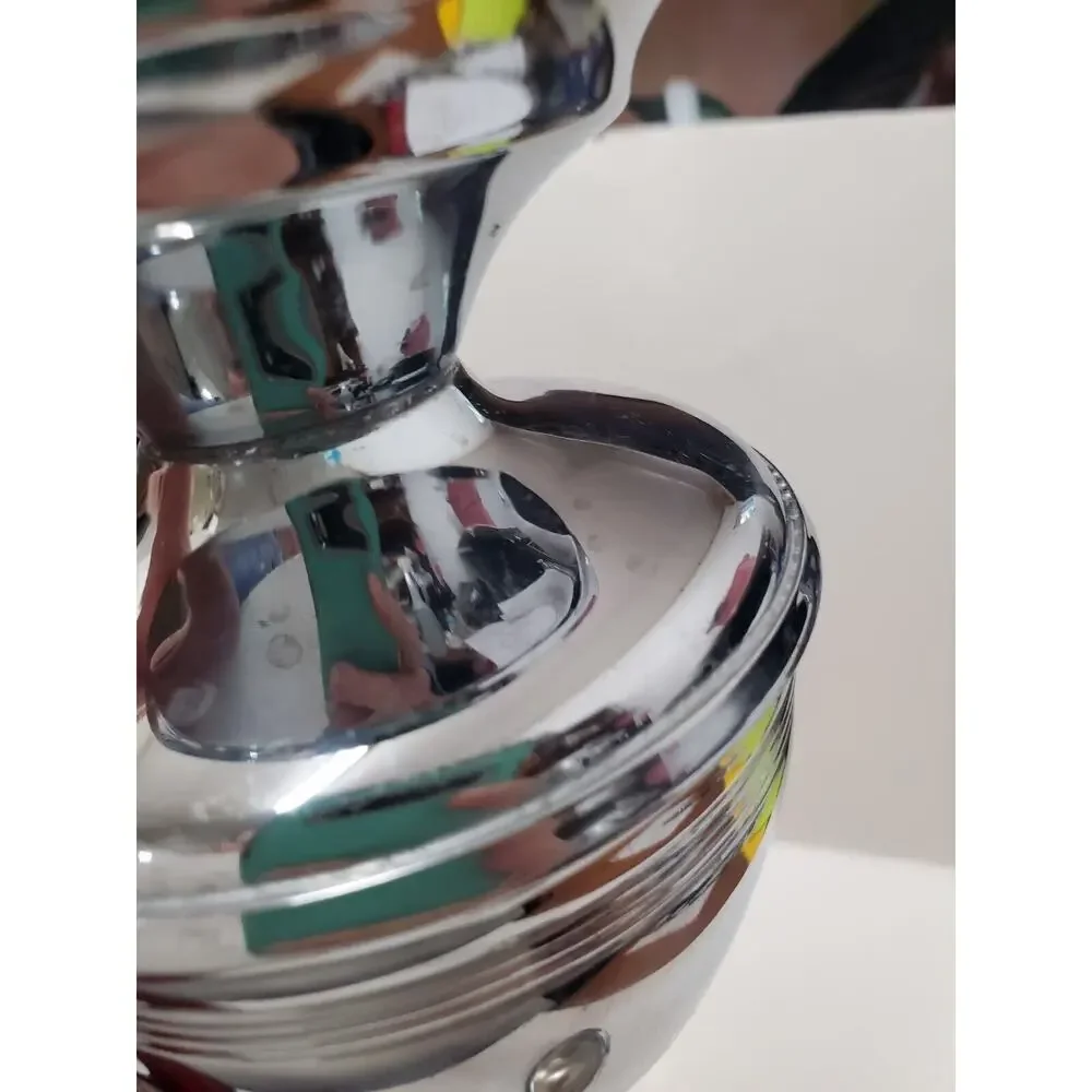 Vintage Chrome Sugar & Creamer Set Red Bakelite Handles Chrome Mid Century Retro